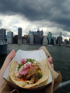 Tacos and the Manhattan skyline