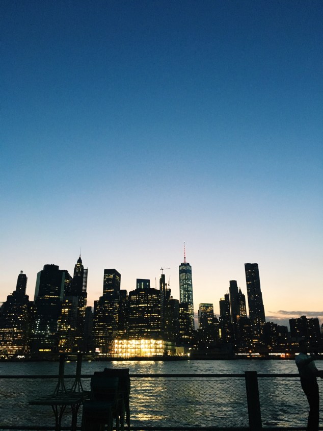 New York City skyline at sunset